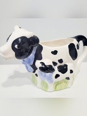 Vintage Tewflora Cow & Calf Ceramic  Creamer 9" Farmhouse Decor